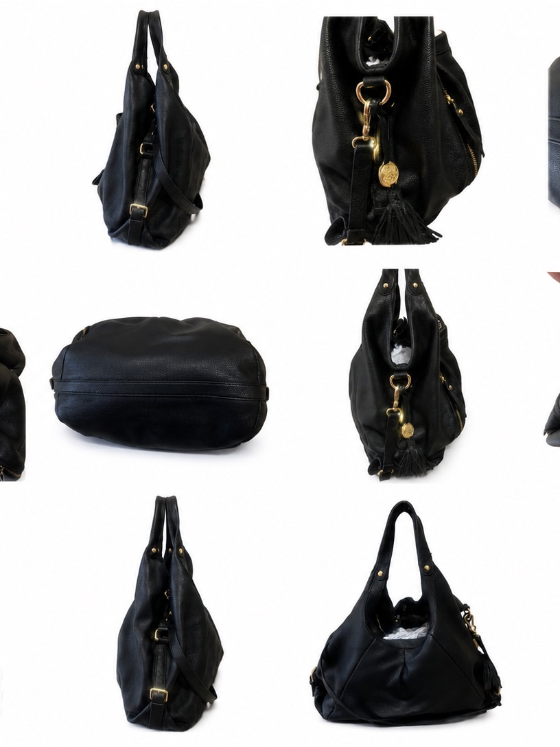 Vince Camuto Black Pebbled Leather Hobo With Tassel Charm